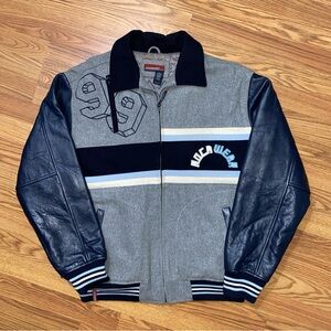Vintage Rocawear Varsity Wool Leather Jacket Size L Hip Hop Streetwear Retro